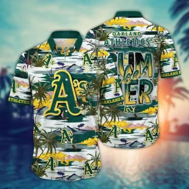 Oakland Athletics Summer Vibes Hawaiian Shirt Unisex T-shirt, Sweatshirt, Hoodie, Long Sleeve Tee - T-Shirt, Sweatshirt, Hoodie