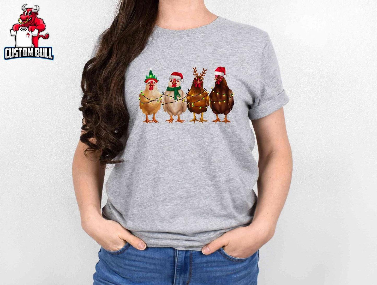 Cute Christmas Chickens Shirt, Farm Chickens T-Shirt, Animals Christmas Tee Unisex T-shirt, Sweatshirt, Hoodie, Long Sleeve Tee - T-Shirt, Sweatshirt, Hoodie