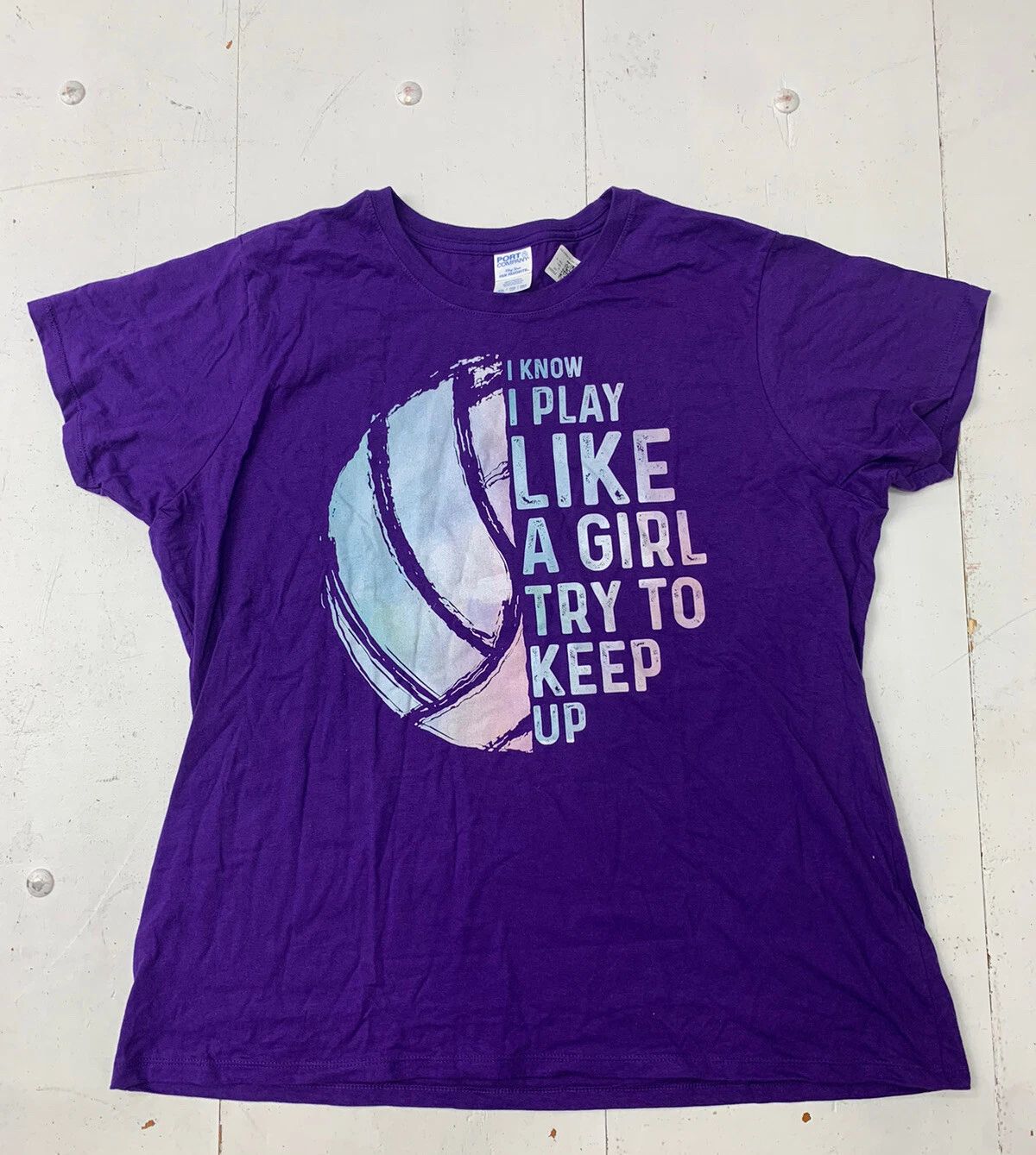 Custom Graphic Play Like A Girl Short Sleeve Shirt Purple Adult Size XXL Unisex T-shirt, Sweatshirt, Hoodie, Long Sleeve Tee - T-Shirt, Sweatshirt, Hoodie