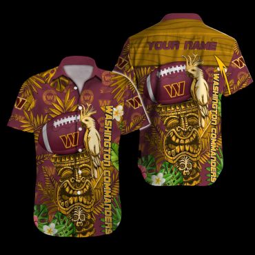 Personalized Washington Commanders Jungle Spirit Hawaiian Shirt Unisex T-shirt, Sweatshirt, Hoodie, Long Sleeve Tee - T-Shirt, Sweatshirt, Hoodie