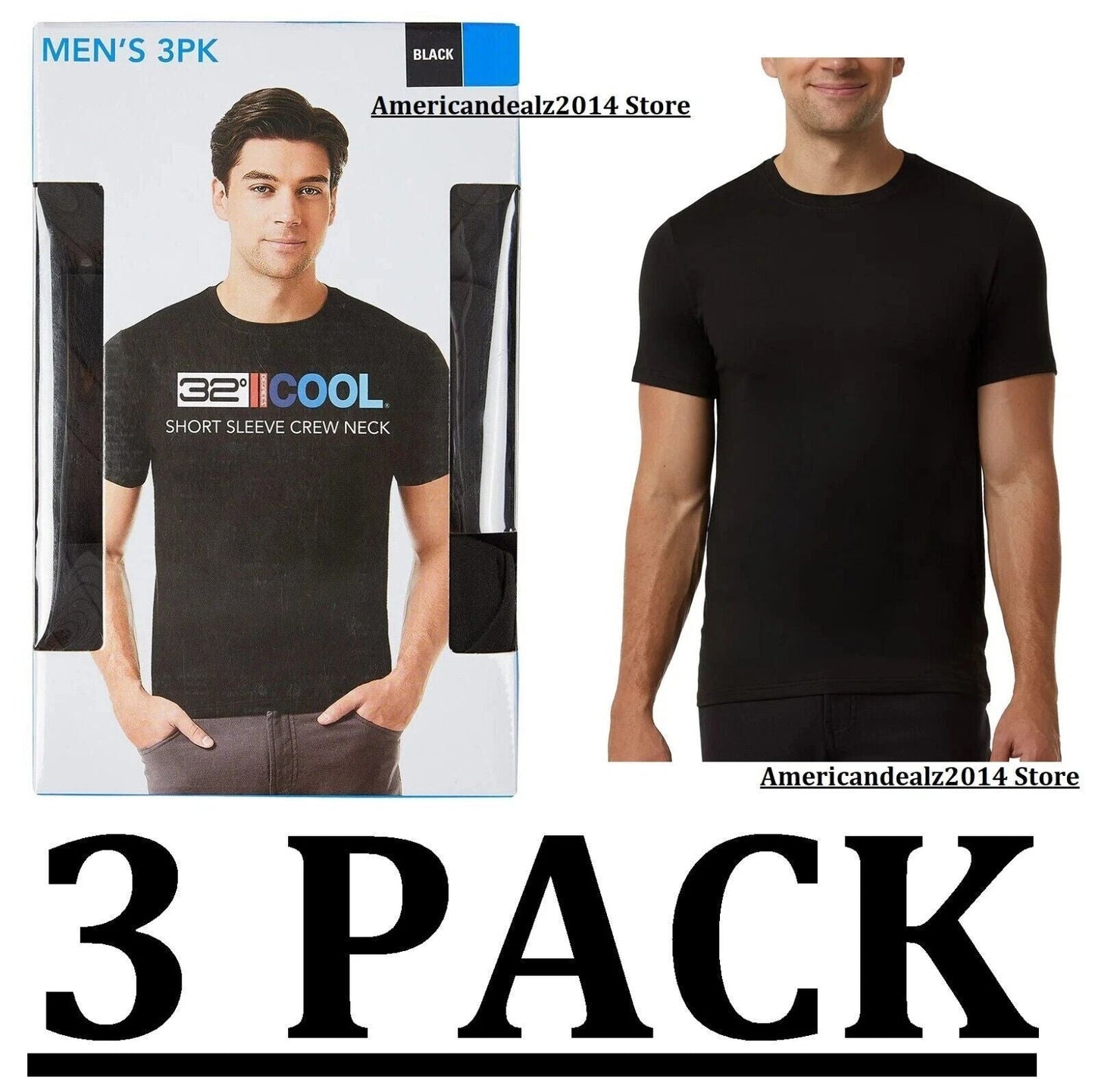 32 DEGREES COOL MEN'S  SHORT SLEEVE CREW NECK SHIRT 3 PACK BLACKS SIZE MALL Unisex T-shirt, Sweatshirt, Hoodie, Long Sleeve Tee - T-Shirt, Sweatshirt, Hoodie