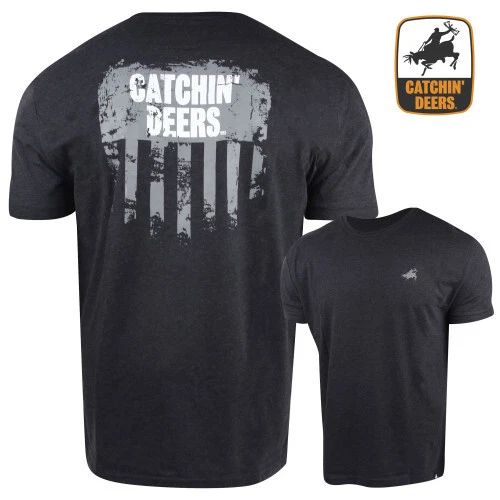 Catchin' Deers Old Glory Flag Hunting T Shirt - Dark Heather Color - L or XL NEW Unisex T-shirt, Sweatshirt, Hoodie, Long Sleeve Tee - T-Shirt, Sweatshirt, Hoodie
