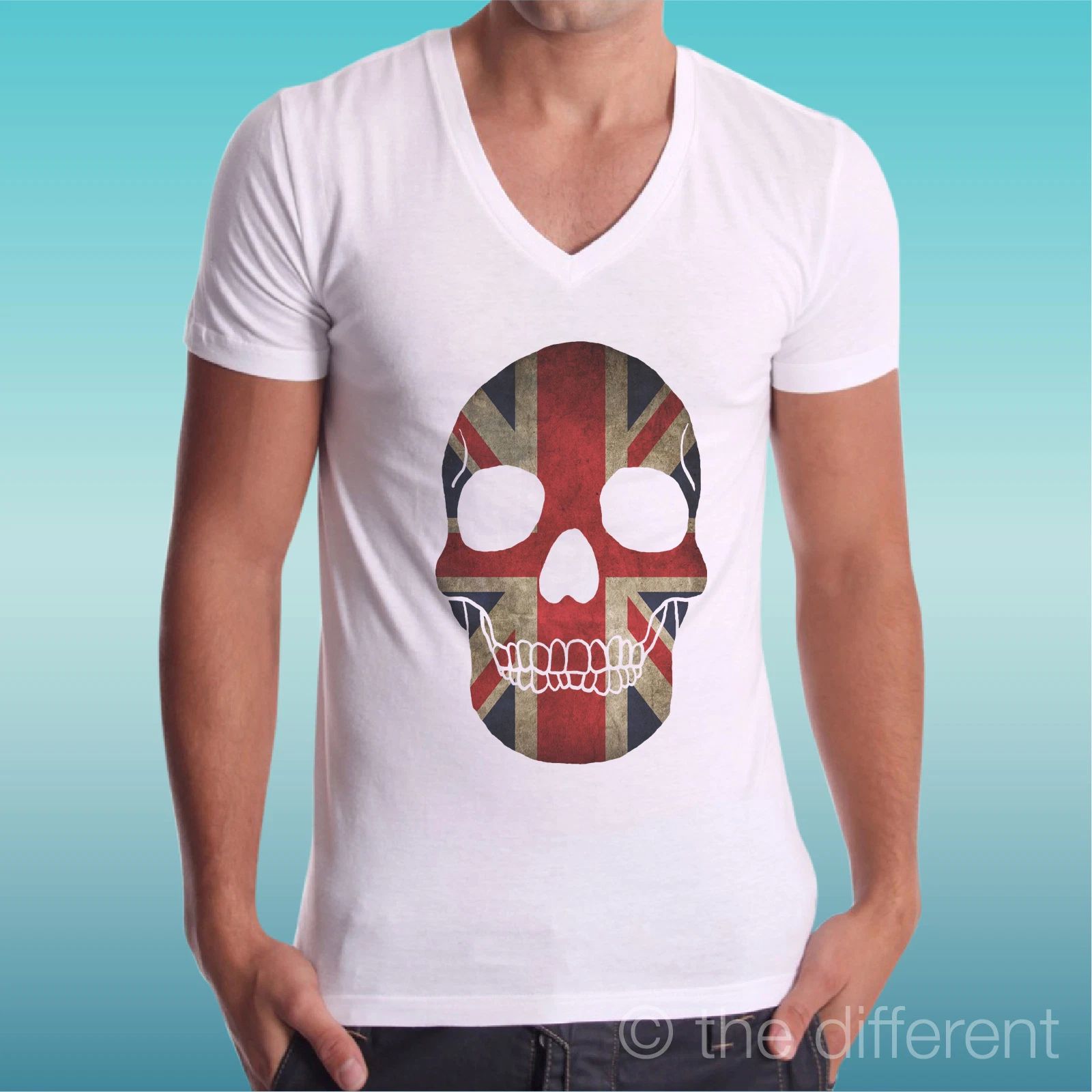 T-shirt Man V Neck " Skull Great Britain Skull " Gift Idea Road To Happiness Unisex T-shirt, Sweatshirt, Hoodie, Long Sleeve Tee - T-Shirt, Sweatshirt, Hoodie