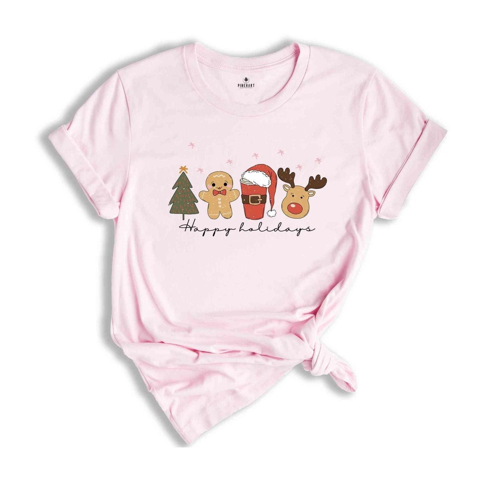 Happy Holidays Shirt, Cute Christmas Shirt, Gingerbread Shirt, Christmas Tree Sh Unisex T-shirt, Sweatshirt, Hoodie, Long Sleeve Tee - T-Shirt, Sweatshirt, Hoodie