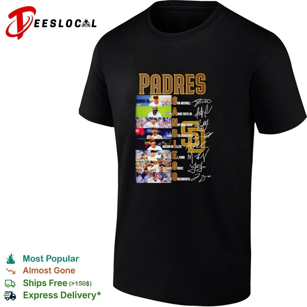 San Diego Padres Players Signatures Roster T-shirt Unisex T-shirt, Sweatshirt, Hoodie, Long Sleeve Tee - T-Shirt, Sweatshirt, Hoodie