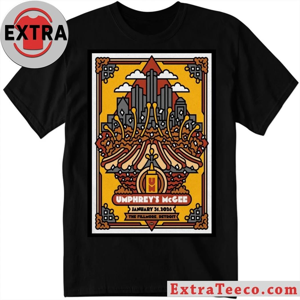 Umphreys McGee The Fillmore Detroit January 31 2026 Concert Poster T-Shirt Unisex T-shirt, Sweatshirt, Hoodie, Long Sleeve Tee - T-Shirt, Sweatshirt, Hoodie