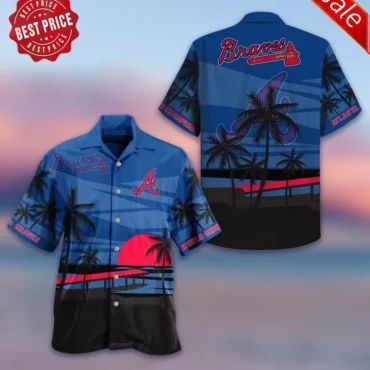 Atlanta Braves Championship Sunset Hawaiian Shirt Unisex T-shirt, Sweatshirt, Hoodie, Long Sleeve Tee - T-Shirt, Sweatshirt, Hoodie