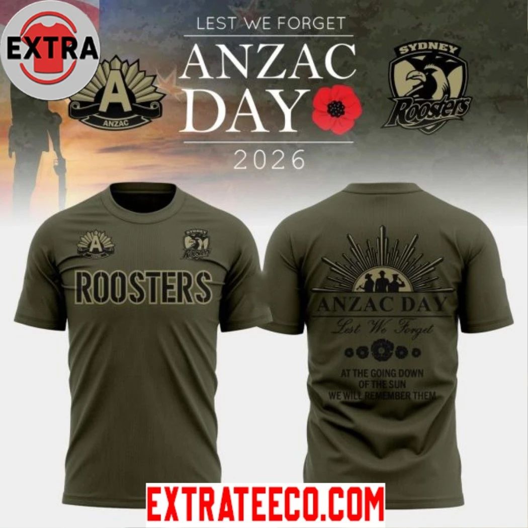 Sydney Roosters Anzac Day 2026 Logo Two Sided Shirt Unisex T-shirt, Sweatshirt, Hoodie, Long Sleeve Tee - T-Shirt, Sweatshirt, Hoodie