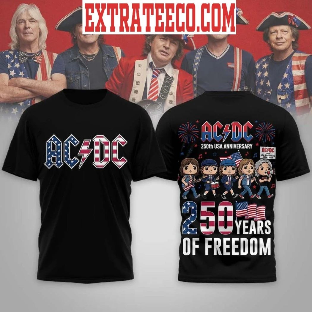 AC DC 250th USA Anniversary 250 Years Of Freedom T-Shirt Unisex T-shirt, Sweatshirt, Hoodie, Long Sleeve Tee - T-Shirt, Sweatshirt, Hoodie