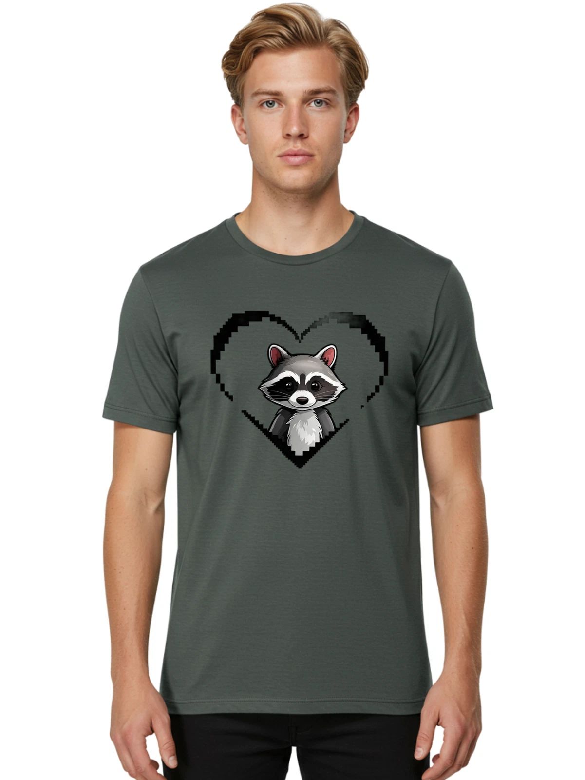 Raccoon-Heart Mens Graphic Tee, 100% Cotton, Casual Summer Wear Unisex T-shirt, Sweatshirt, Hoodie, Long Sleeve Tee - T-Shirt, Sweatshirt, Hoodie