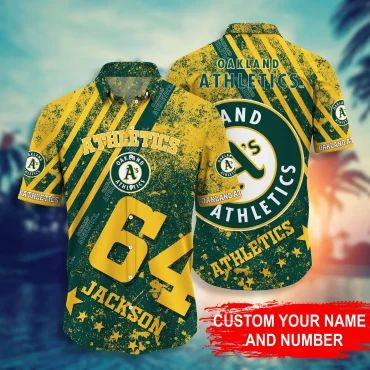 Oakland Athletics Custom Starburst Hawaiian Shirt Unisex T-shirt, Sweatshirt, Hoodie, Long Sleeve Tee - T-Shirt, Sweatshirt, Hoodie