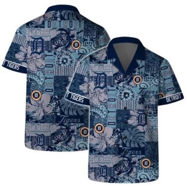 Detroit Tigers Patchwork Pattern Hawaiian Shirt Unisex T-shirt, Sweatshirt, Hoodie, Long Sleeve Tee - T-Shirt, Sweatshirt, Hoodie
