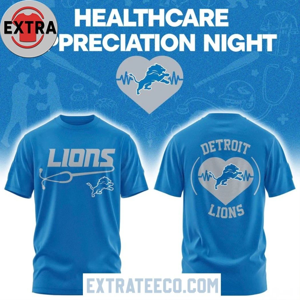 Original Detroit Lions Healthcare Appreciation Night 2026 Blue Hoodie Shirt Unisex T-shirt, Sweatshirt, Hoodie, Long Sleeve Tee - T-Shirt, Sweatshirt, Hoodie