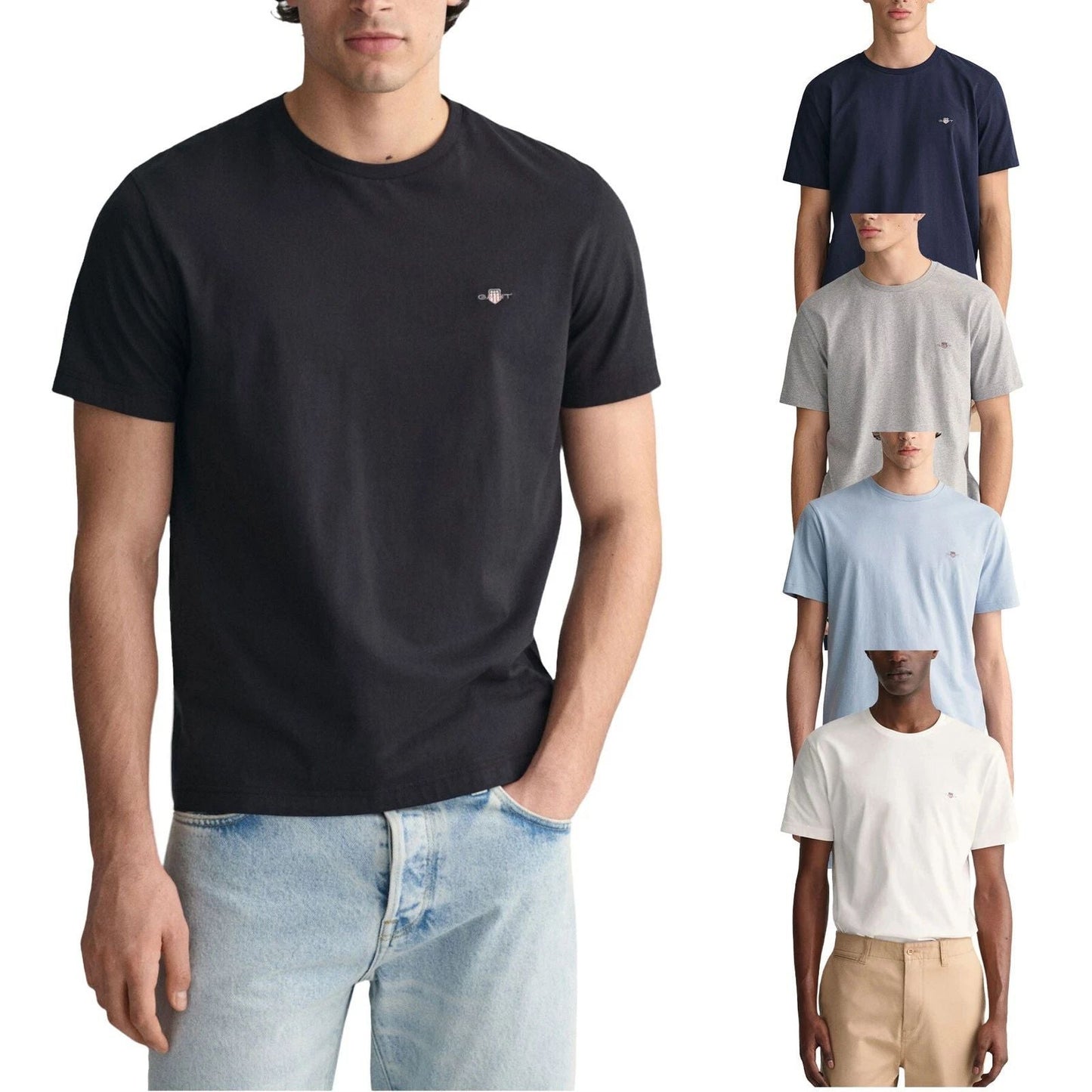 Gant Mens T Shirts Shield Logo Crew Neck Short Sleeve Cotton Summer Casual Tee Unisex T-shirt, Sweatshirt, Hoodie, Long Sleeve Tee - T-Shirt, Sweatshirt, Hoodie