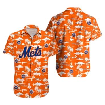 New York Mets Orange Paradise Vibes Hawaiian Shirt Unisex T-shirt, Sweatshirt, Hoodie, Long Sleeve Tee - T-Shirt, Sweatshirt, Hoodie