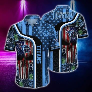 Tennessee Titans Patriot Skull Hawaiian Shirt Unisex T-shirt, Sweatshirt, Hoodie, Long Sleeve Tee - T-Shirt, Sweatshirt, Hoodie