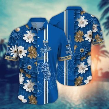 Kansas City Royals Floral Splendor Hawaiian Shirt Unisex T-shirt, Sweatshirt, Hoodie, Long Sleeve Tee - T-Shirt, Sweatshirt, Hoodie