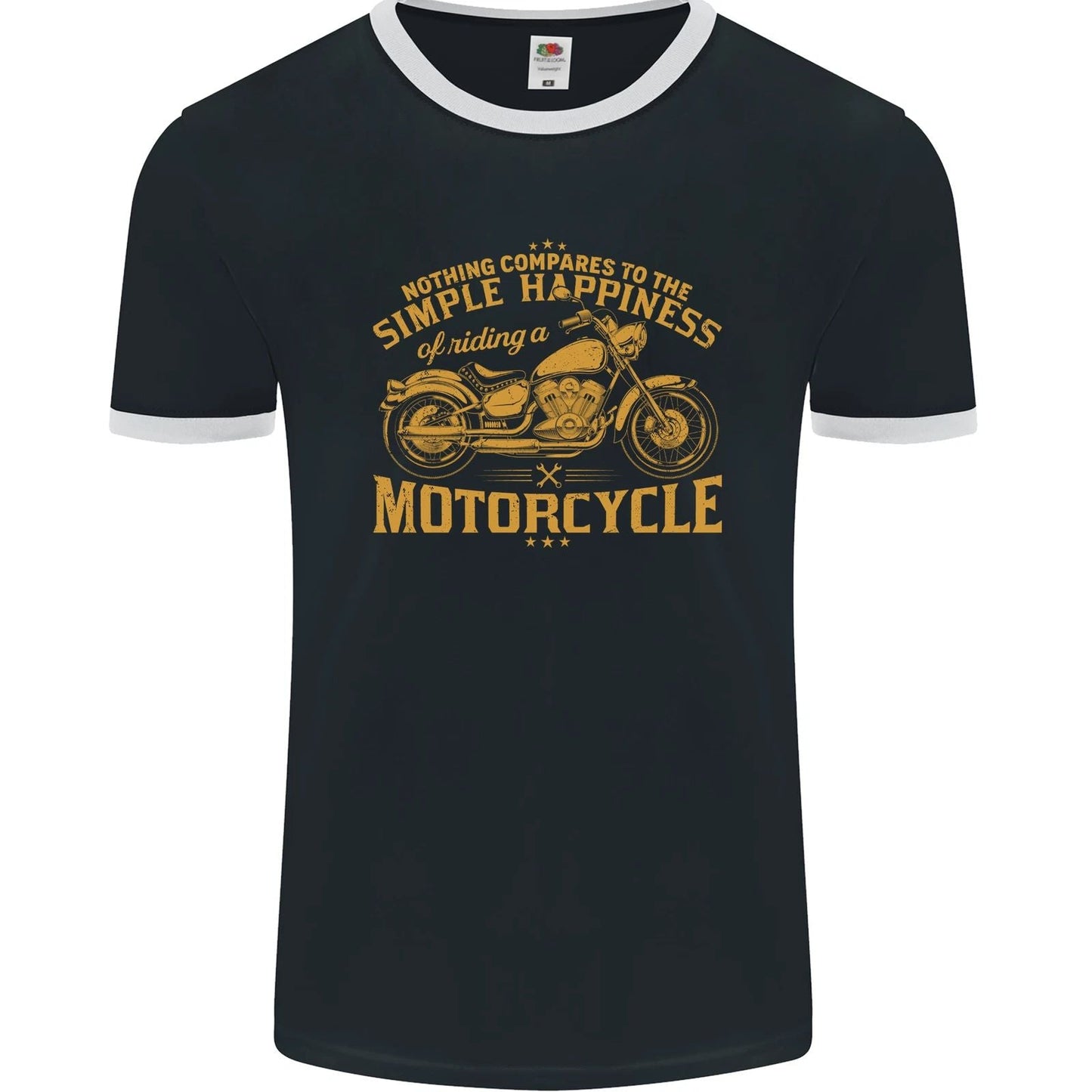 Simple Happiness Biker Motorcycle Motorbike Mens Ringer T-Shirt FotL Unisex T-shirt, Sweatshirt, Hoodie, Long Sleeve Tee - T-Shirt, Sweatshirt, Hoodie