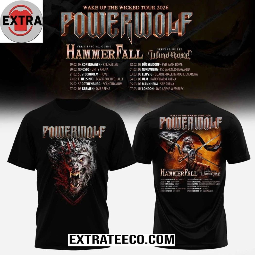 Powerwolf Wake Up The Wicked 2026 World Tour Hoodie T-Shirt Unisex T-shirt, Sweatshirt, Hoodie, Long Sleeve Tee - T-Shirt, Sweatshirt, Hoodie