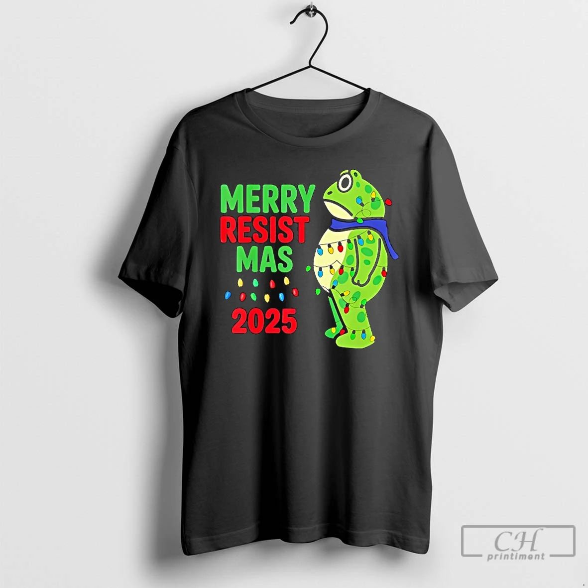 Premium Portland Frog Merry Resistmas 2025 Light T Shirts Unisex T-shirt, Sweatshirt, Hoodie, Long Sleeve Tee - T-Shirt, Sweatshirt, Hoodie