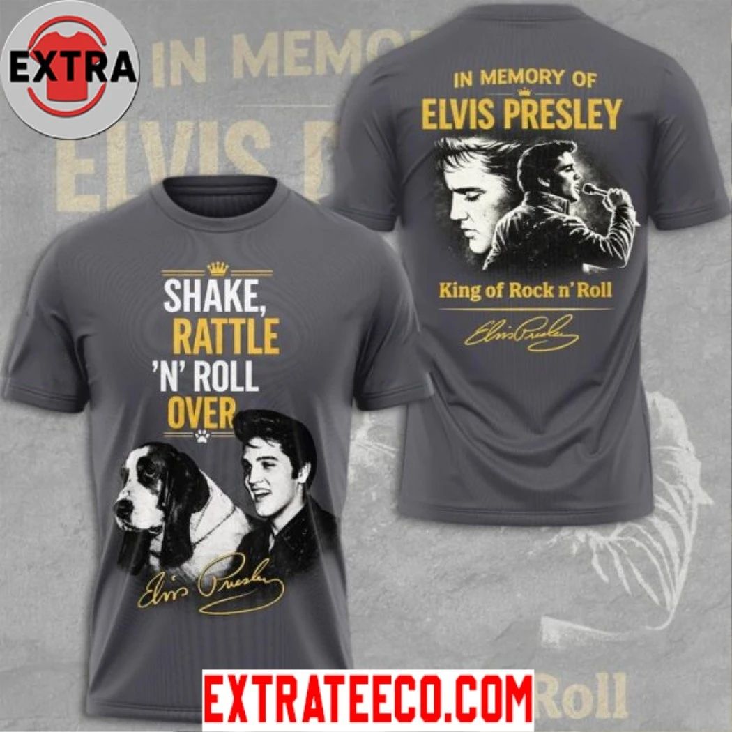In Memory Of Elvis Presley King Of Rock N Roll 2026 Logo Two Sided Shirt Unisex T-shirt, Sweatshirt, Hoodie, Long Sleeve Tee - T-Shirt, Sweatshirt, Hoodie