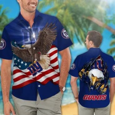 New York Giants American Pride Hawaiian Shirt Unisex T-shirt, Sweatshirt, Hoodie, Long Sleeve Tee - T-Shirt, Sweatshirt, Hoodie