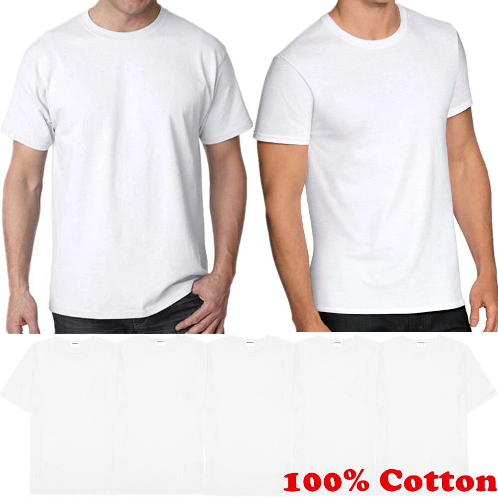For Mens 100% Cotton Thick Casual Crew Neck T-Shirt White Short Sleeve Tee LOT Unisex T-shirt, Sweatshirt, Hoodie, Long Sleeve Tee - T-Shirt, Sweatshirt, Hoodie