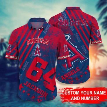 Los Angeles Angels Custom Stripe Hawaiian Shirt Unisex T-shirt, Sweatshirt, Hoodie, Long Sleeve Tee - T-Shirt, Sweatshirt, Hoodie