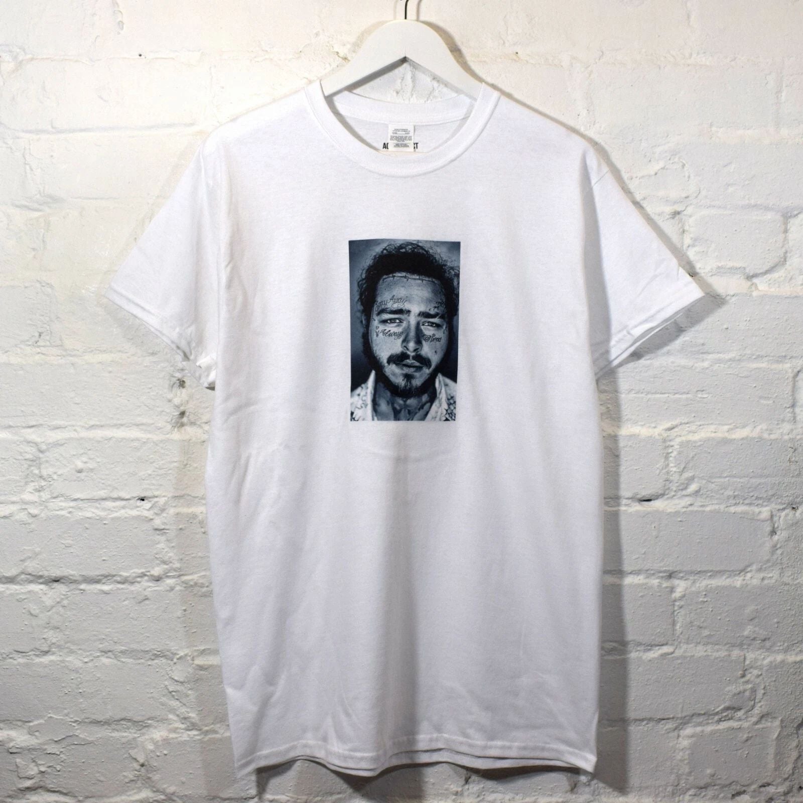 Actual Fact Post Malone BW Printed White T-shirt Tee Unisex T-shirt, Sweatshirt, Hoodie, Long Sleeve Tee - T-Shirt, Sweatshirt, Hoodie