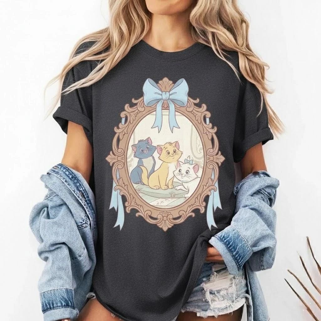 Retro Aristocats Shirt, Cute Kittens Tee, Cat Lovers Shirt Unisex T-shirt, Sweatshirt, Hoodie, Long Sleeve Tee - T-Shirt, Sweatshirt, Hoodie