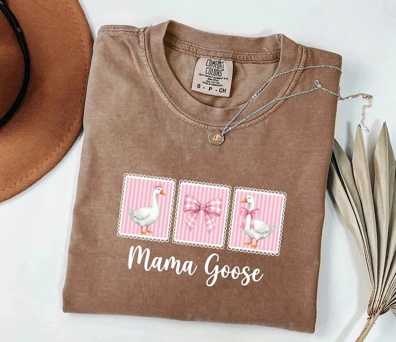 Mama Goose Coquette Bow Comfort Tee Cute Mom Gift Unisex T-shirt, Sweatshirt, Hoodie, Long Sleeve Tee - T-Shirt, Sweatshirt, Hoodie
