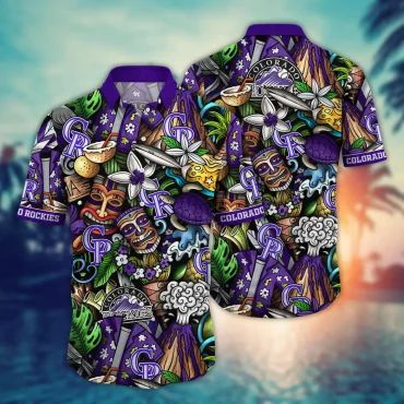 Colorado Rockies Tiki Tropics Hawaiian Shirt Unisex T-shirt, Sweatshirt, Hoodie, Long Sleeve Tee - T-Shirt, Sweatshirt, Hoodie