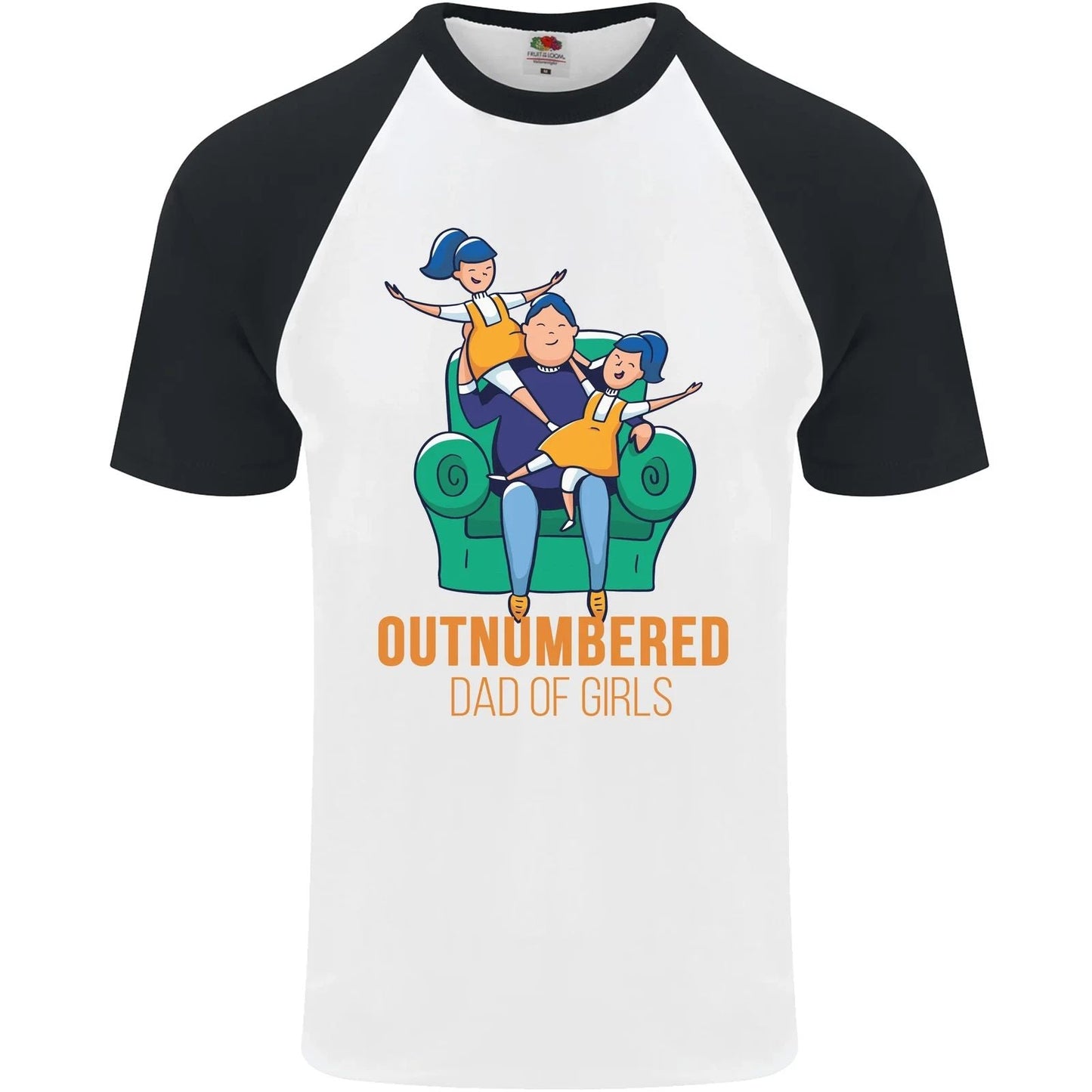Outnumbered Dad Girls Fathers Day Daughters Mens S/S Baseball T-Shirt Unisex T-shirt, Sweatshirt, Hoodie, Long Sleeve Tee - T-Shirt, Sweatshirt, Hoodie