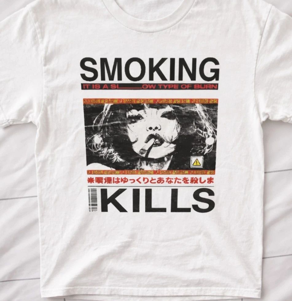 Smoking Kills Graphic T-Shirt White Tee Casual Streetwear Cotton Unisex Adult Unisex T-shirt, Sweatshirt, Hoodie, Long Sleeve Tee - T-Shirt, Sweatshirt, Hoodie