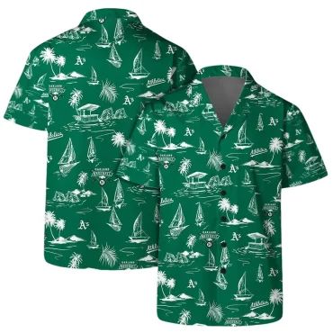 Oakland Athletics Sailing Paradise Hawaiian Shirt Unisex T-shirt, Sweatshirt, Hoodie, Long Sleeve Tee - T-Shirt, Sweatshirt, Hoodie