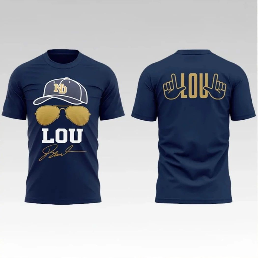 2026 Notre Dame Football Lou Holtz Signature Logo Two Sided Shirt Unisex T-shirt, Sweatshirt, Hoodie, Long Sleeve Tee - T-Shirt, Sweatshirt, Hoodie