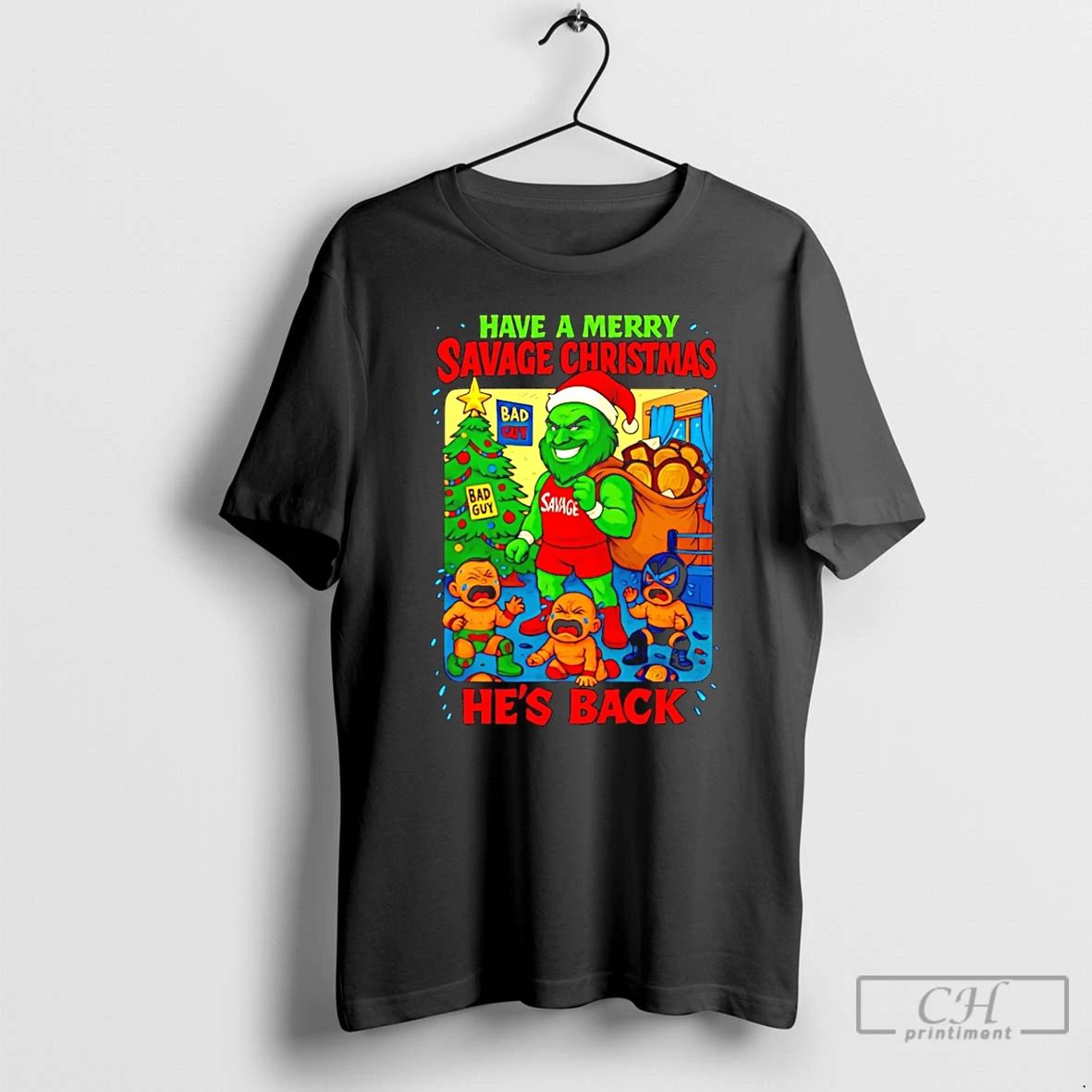 Premium Pj Savage Have A Merry Savage Christmas Hes Back Wrestling T Shirts Unisex T-shirt, Sweatshirt, Hoodie, Long Sleeve Tee - T-Shirt, Sweatshirt, Hoodie