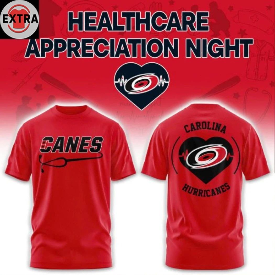 Original Carolina Hurricanes Healthcare Appreciation 2026 Night Red Logo Two Sided Shirt Unisex T-shirt, Sweatshirt, Hoodie, Long Sleeve Tee - T-Shirt, Sweatshirt, Hoodie