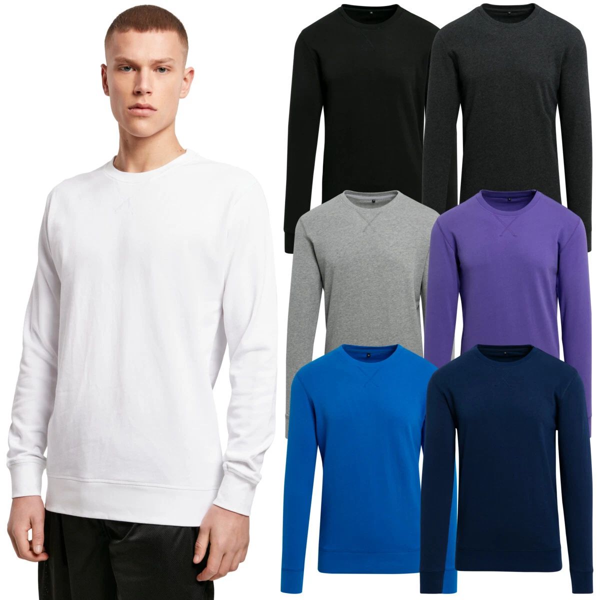 Crewneck Sweatshirt Long Sleeve Build Your Brand Light Crew Cotton Baby Terry Unisex T-shirt, Sweatshirt, Hoodie, Long Sleeve Tee - T-Shirt, Sweatshirt, Hoodie