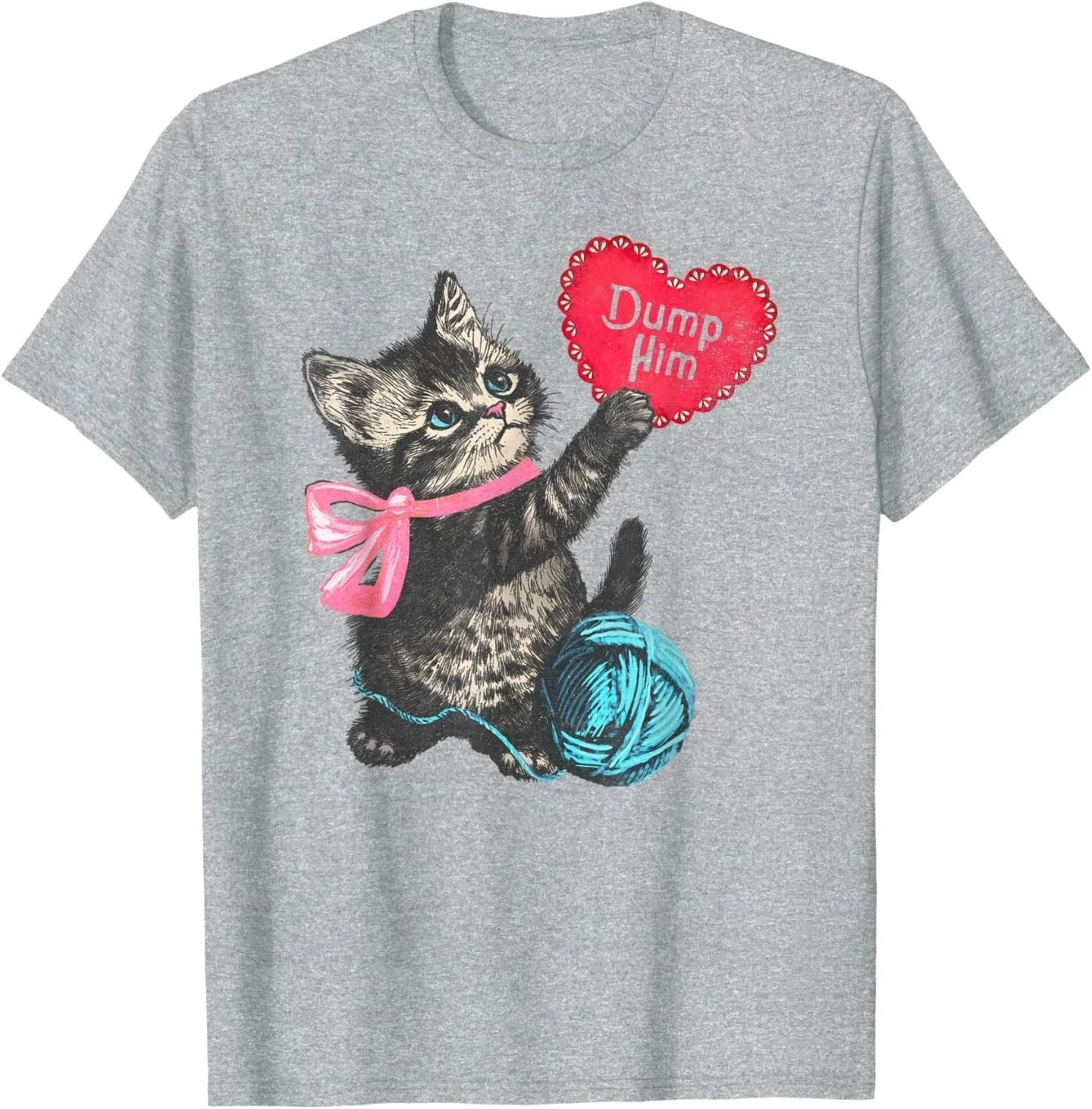 Trendy Apparel Valentine's Day Dump Him Cute Kitten with Bow T-Shirt Unisex T-shirt, Sweatshirt, Hoodie, Long Sleeve Tee - T-Shirt, Sweatshirt, Hoodie