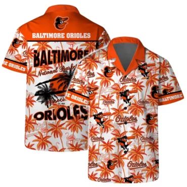 Baltimore Orioles Tropical Palms Hawaiian Shirt Unisex T-shirt, Sweatshirt, Hoodie, Long Sleeve Tee - T-Shirt, Sweatshirt, Hoodie