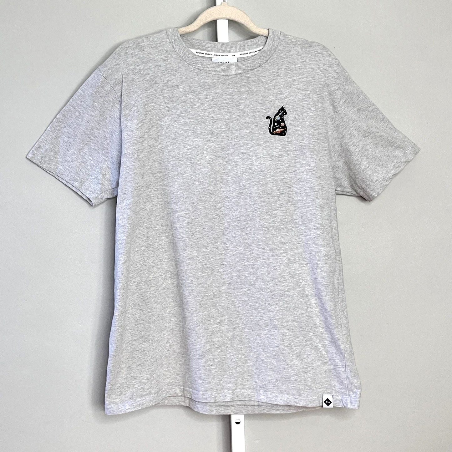 Percival Auxiliary Space Cat Embroider T-Shirt L Light Gray Portugal Org Cotton Unisex T-shirt, Sweatshirt, Hoodie, Long Sleeve Tee - T-Shirt, Sweatshirt, Hoodie