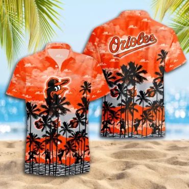 Baltimore Orioles Sunset Swing Hawaiian Shirt Unisex T-shirt, Sweatshirt, Hoodie, Long Sleeve Tee - T-Shirt, Sweatshirt, Hoodie