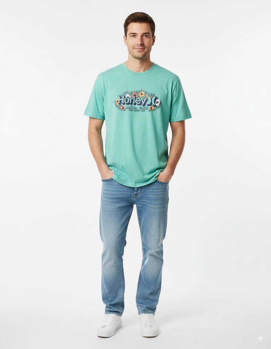 Hurley Men's T-Shirt Everyday Short Sleeve Beach Flower Green Size Large Unisex T-shirt, Sweatshirt, Hoodie, Long Sleeve Tee - T-Shirt, Sweatshirt, Hoodie