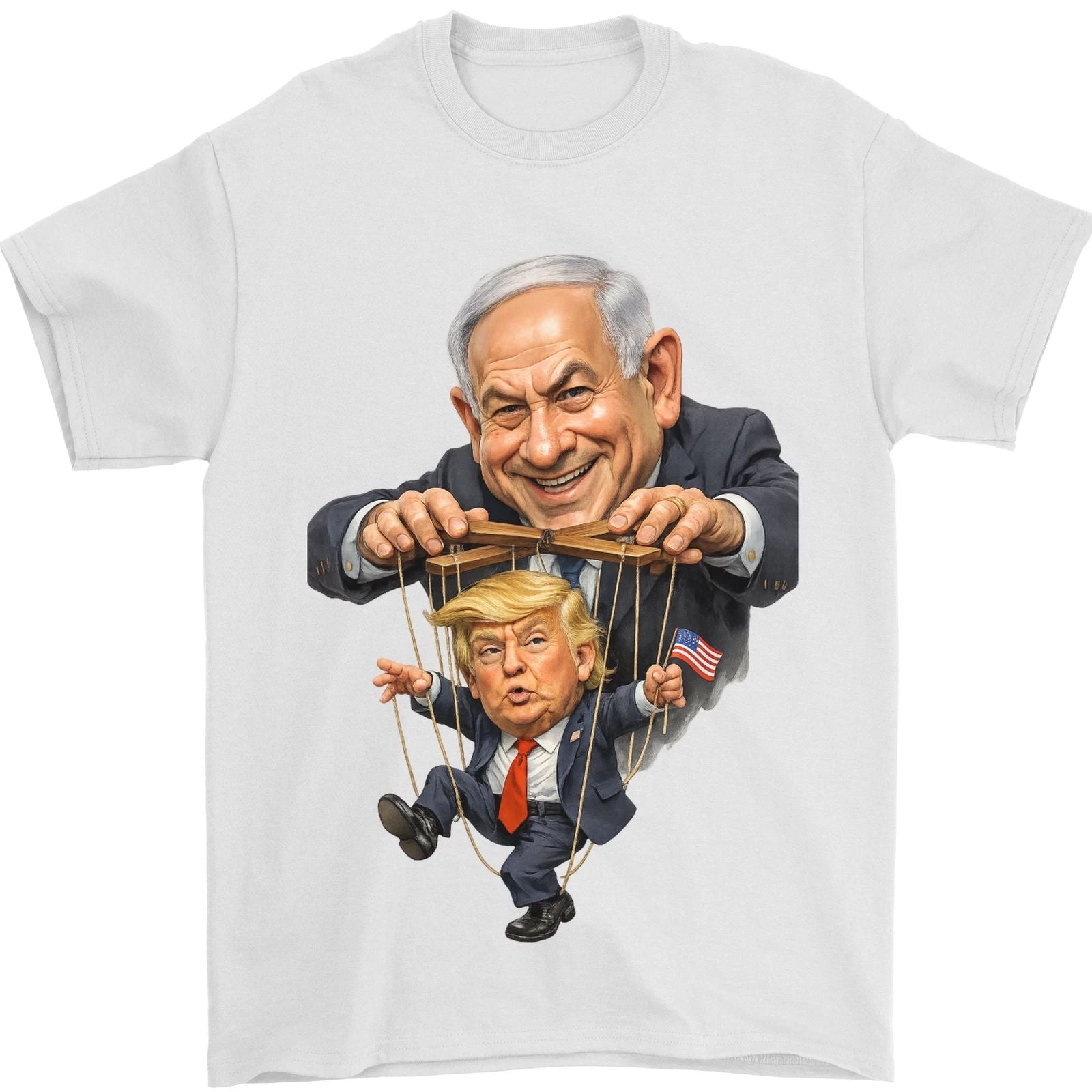 Benjamin Netanyahu & Trumps Puppet Master Israel Iran Palestine War Mens T-Shirt Unisex T-shirt, Sweatshirt, Hoodie, Long Sleeve Tee - T-Shirt, Sweatshirt, Hoodie