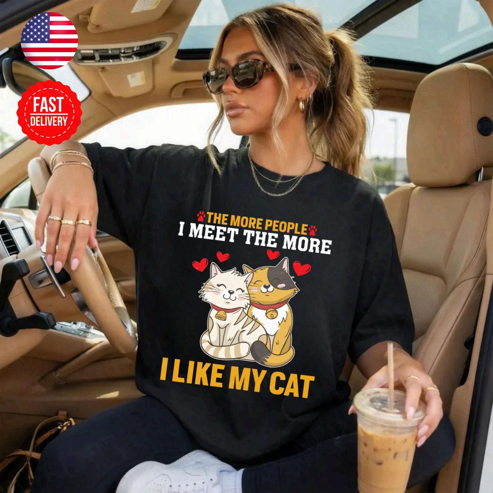 Cat Couple Love T-Shirt Cute Kitty Lover Gift Graphic Tee S-4XL Unisex T-shirt, Sweatshirt, Hoodie, Long Sleeve Tee - T-Shirt, Sweatshirt, Hoodie