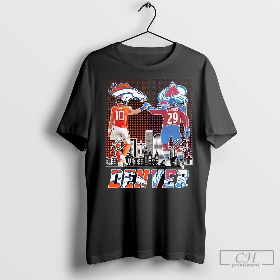 Premium Nix And Mackinnon Fist Bump Denver City Skyline Unisex T-shirt, Sweatshirt, Hoodie, Long Sleeve Tee - T-Shirt, Sweatshirt, Hoodie