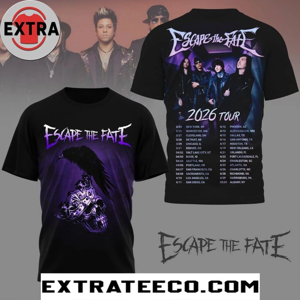 Escape The Fate 2026 Tour Two Sided Shirt Unisex T-shirt, Sweatshirt, Hoodie, Long Sleeve Tee - T-Shirt, Sweatshirt, Hoodie