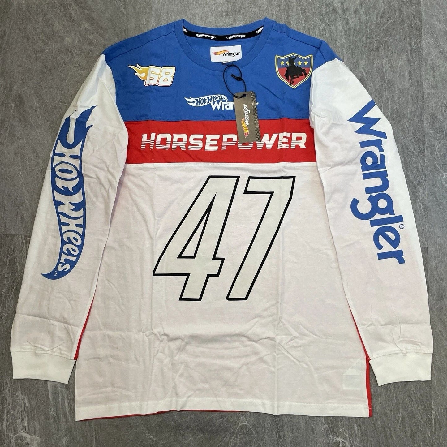 Wrangler x Hot Wheels Men's Colorblock Long-Sleeve Shirt Unisex T-shirt, Sweatshirt, Hoodie, Long Sleeve Tee - T-Shirt, Sweatshirt, Hoodie