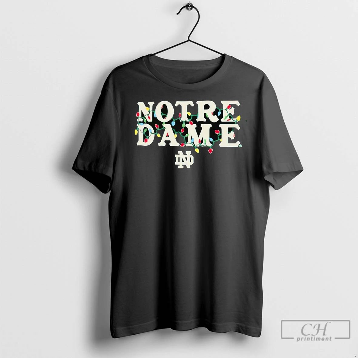Premium Notre Dame Fighting Irish String Lights Christmas Unisex T-shirt, Sweatshirt, Hoodie, Long Sleeve Tee - T-Shirt, Sweatshirt, Hoodie